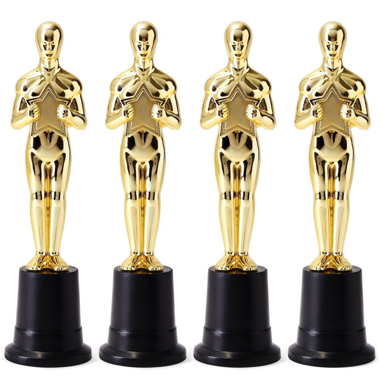 4-Pack Award Trophies - 9-inch Plastic Statues for Movie Themed Birthday Party, Ceremonies, Competitions